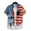 Chemise patriotique à manches courtes et boutons pour homme, motif drapeau américain, motif feuille de tournesol, jour de l'indépendance - multicolor A 5XL