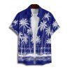 Chemise de plage à manches courtes et boutons pour homme, motif cocotier et mer - Bleu profond 5XL