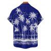 Chemise de plage à manches courtes et boutons pour homme, motif cocotier et mer - Bleu profond 5XL