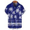 Chemise de plage à manches courtes et boutons pour homme, motif cocotier et mer - Bleu profond 5XL