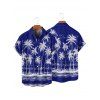 Chemise de plage à manches courtes et boutons pour homme, motif cocotier et mer - Bleu profond 5XL