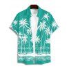 Chemise de plage à manches courtes et boutons pour homme, motif cocotier et mer - Vert 5XL