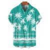 Chemise de plage à manches courtes et boutons pour homme, motif cocotier et mer - Vert 5XL