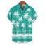 Chemise de plage à manches courtes et boutons pour homme, motif cocotier et mer - Vert 5XL