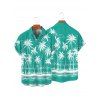 Chemise de plage à manches courtes et boutons pour homme, motif cocotier et mer - Vert 5XL