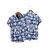 Chemise de plage à motif floral et feuilles pour homme, boutonnée, retroussée, manches courtes, idéale pour les vacances - Vert clair 5XL