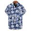 Chemise de plage à motif floral et feuilles pour homme, boutonnée, retroussée, manches courtes, idéale pour les vacances - Vert clair 5XL