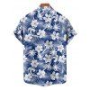 Chemise de plage à motif floral et feuilles pour homme, boutonnée, retroussée, manches courtes, idéale pour les vacances - Vert clair 5XL