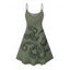Robe de vacances à imprimé vie marine et motif poulpe, bretelles spaghetti, col en V, coupe trapèze, mini-robe de plage - Vert profond XXXXXL | US 20