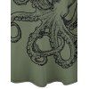 Robe de vacances à imprimé vie marine et motif poulpe, bretelles spaghetti, col en V, coupe trapèze, mini-robe de plage - Vert profond XXXXXL | US 20