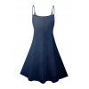 Robe de vacances à imprimé vie marine et motif poulpe, bretelles spaghetti, col en V, coupe trapèze, mini-robe de plage - Bleu de Minuit S | US 4