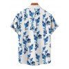 Chemise de plage à manches courtes et boutons pour homme, motif floral et feuilles, idéale pour les vacances - Bleu 5XL