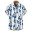 Chemise de plage à manches courtes et boutons pour homme, motif floral et feuilles, idéale pour les vacances - Bleu 5XL