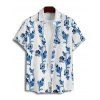 Chemise de plage à manches courtes et boutons pour homme, motif floral et feuilles, idéale pour les vacances - Bleu 5XL