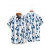 Chemise de plage à manches courtes et boutons pour homme, motif floral et feuilles, idéale pour les vacances - Bleu 5XL