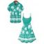 Vacation Couple Outfit Coconut Tree Sea Pattern Spaghetti Strap V Neck A Line Mini Tank Dress and Button Up Shirt Beach Matching Outfit - Vert S | US 4