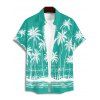 Vacation Couple Outfit Coconut Tree Sea Pattern Spaghetti Strap V Neck A Line Mini Tank Dress and Button Up Shirt Beach Matching Outfit - Vert S | US 4