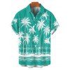 Vacation Couple Outfit Coconut Tree Sea Pattern Spaghetti Strap V Neck A Line Mini Tank Dress and Button Up Shirt Beach Matching Outfit - Vert S | US 4