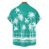 Vacation Couple Outfit Coconut Tree Sea Pattern Spaghetti Strap V Neck A Line Mini Tank Dress and Button Up Shirt Beach Matching Outfit - Vert S | US 4