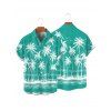 Vacation Couple Outfit Coconut Tree Sea Pattern Spaghetti Strap V Neck A Line Mini Tank Dress and Button Up Shirt Beach Matching Outfit - Vert S | US 4