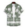 Vacation Couple Outfit Coconut Tree Sea Pattern Spaghetti Strap V Neck A Line Mini Tank Dress and Button Up Shirt Beach Matching Outfit - Vert clair S | US 4