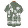 Vacation Couple Outfit Coconut Tree Sea Pattern Spaghetti Strap V Neck A Line Mini Tank Dress and Button Up Shirt Beach Matching Outfit - Vert clair S | US 4
