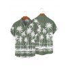 Vacation Couple Outfit Coconut Tree Sea Pattern Spaghetti Strap V Neck A Line Mini Tank Dress and Button Up Shirt Beach Matching Outfit - Vert clair S | US 4