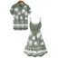 Vacation Couple Outfit Coconut Tree Sea Pattern Spaghetti Strap V Neck A Line Mini Tank Dress and Button Up Shirt Beach Matching Outfit - Vert S | US 4