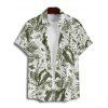 Vacation Couple Outfit Tropical Leaf Flower Pattern Ruched Bust Belt Sweetheart Neck A Line Mini Dress and Button Up Shirt Beach Matching Outfit - Vert profond S | US 4