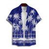 Vacation Couple Outfit Coconut Tree Sea Pattern Spaghetti Strap V Neck A Line Mini Tank Dress and Button Up Shirt Beach Matching Outfit - Bleu profond S | US 4