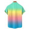 Vacation Couple Outfit Ombre Rainbow Color A Line Cinched Tie Ruched Bust Slip Dress and Button Up Shirt Matching Outfit - multicolor A S | US 4