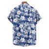 Vacation Couple Outfit Floral Leaf Pattern Ruffle Cinched Off the Shoulder Ruched Bust High Low Dress and Button Up Shirt Beach Matching Outfit - Vert clair S | US 4
