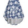 Vacation Couple Outfit Floral Leaf Pattern Ruffle Cinched Off the Shoulder Ruched Bust High Low Dress and Button Up Shirt Beach Matching Outfit - Vert clair S | US 4