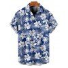 Vacation Couple Outfit Floral Leaf Pattern Ruffle Cinched Off the Shoulder Ruched Bust High Low Dress and Button Up Shirt Beach Matching Outfit - Vert clair S | US 4