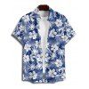 Vacation Couple Outfit Floral Leaf Pattern Ruffle Cinched Off the Shoulder Ruched Bust High Low Dress and Button Up Shirt Beach Matching Outfit - Vert clair S | US 4