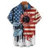 Independence Day Couple Outfit Sunflower Leaf American Flag Pattern Spaghetti Strap V Neck A Line Mini Tank Dress and Button Up Shirt Patriotic Matching Outfit - multicolor A S | US 4