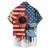 Independence Day Couple Outfit Sunflower Leaf American Flag Pattern Spaghetti Strap V Neck A Line Mini Tank Dress and Button Up Shirt Patriotic Matching Outfit - multicolor A S | US 4