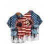 Independence Day Couple Outfit Sunflower Leaf American Flag Pattern Spaghetti Strap V Neck A Line Mini Tank Dress and Button Up Shirt Patriotic Matching Outfit - multicolor A S | US 4