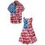 Independence Day Couple Outfit Floral Star Pattern American Flag Elements Spaghetti Strap Tank Dress and Button Up Shirt Patriotic Matching Outfit - multicolor A S | US 4