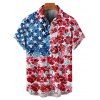 Independence Day Couple Outfit Floral Star Pattern American Flag Elements Spaghetti Strap Tank Dress and Button Up Shirt Patriotic Matching Outfit - multicolor A S | US 4