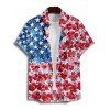 Independence Day Couple Outfit Floral Star Pattern American Flag Elements Spaghetti Strap Tank Dress and Button Up Shirt Patriotic Matching Outfit - multicolor A S | US 4