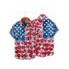 Independence Day Couple Outfit Floral Star Pattern American Flag Elements Spaghetti Strap Tank Dress and Button Up Shirt Patriotic Matching Outfit - multicolor A S | US 4