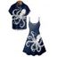 Vacation Couple Outfit Octopus Pattern Marine Life Print Spaghetti Strap Tank Dress and Button Up Shirt Beach Matching Outfit - Vert profond S | US 4