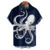 Vacation Couple Outfit Octopus Pattern Marine Life Print Spaghetti Strap Tank Dress and Button Up Shirt Beach Matching Outfit - Bleu de Minuit S | US 4