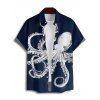 Vacation Couple Outfit Octopus Pattern Marine Life Print Spaghetti Strap Tank Dress and Button Up Shirt Beach Matching Outfit - Bleu de Minuit S | US 4