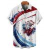 Chemise patriotique à manches courtes et boutons pour homme, motif aigle et drapeau américain, pour le jour de l'indépendance - multicolor 5XL