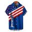 Chemise à rayures pour homme, motif étoile de la Statue de la Liberté, motif patriotique, boutonnée, retroussée, à manches courtes, pour le jour de l'indépendance - Bleu 5XL