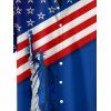Chemise à rayures pour homme, motif étoile de la Statue de la Liberté, motif patriotique, boutonnée, retroussée, à manches courtes, pour le jour de l'indépendance - Bleu 5XL