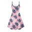 Robe de vacances à motif de feuilles et de plantes, bretelles spaghetti, col en V, coupe trapèze, mini-robe de plage - Rose clair XXXXXL | US 20