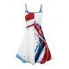 Robe de fête de l'indépendance à motif d'éléments du drapeau américain, bretelles spaghetti, col en V, coupe trapèze, mini-robe débardeur patriotique - multicolor XXXXXL | US 20